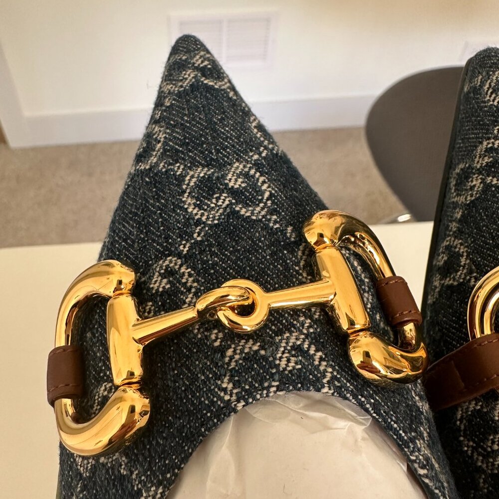 New Denim Monogramed Gucci Flats - Picture 8 of 16